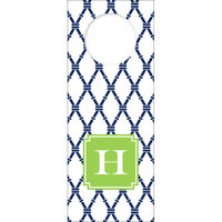 Navy and Green Bamboo Wine Tags