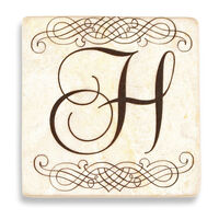 Scroll Frame Initial Monogrammed Marble Stone Refrigerator Magnet Set