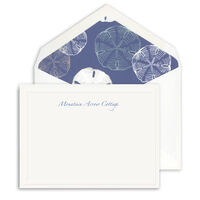 White Engraved Flat Cards with Embossed Border