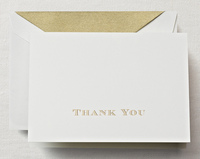 Gold Thank You Boxed Folded Note Cards - Hand Engraved