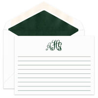 Crowned Monogram Flat Note Cards with Writing Lines