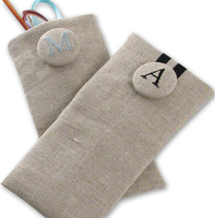 Linen Embroidered Initial Eyeglass Case