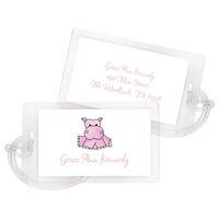 Pink Hippo ID Luggage Tags