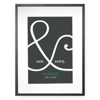 Mr & Mrs in Gray Personalized Print