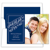 Navy Save the Date Knot Photo Cards