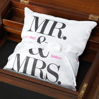 M&M in Pink Personalized Ring Pillow