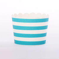 Turquoise Horizontal Stripe Small Baking Cups