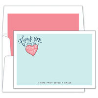 Thank You from the Bottom of My Heart Aqua Flat Note Cards