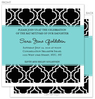 Black Elegant Back Pattern Bat Mitzvah Invitations