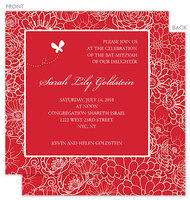 Red Mums with Butterfly Bat Mitzvah Invitations