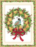 Partridge and Pear Wreath Holiday Cards