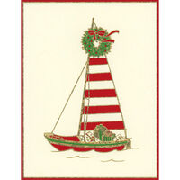 Embossed Christmas Sailboat Holiday Cards