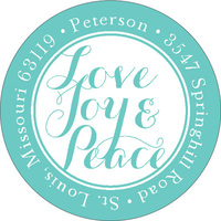 Love Joy and Peace Round Address Labels