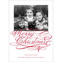 Merry Christmas Script Flat Photo Cards