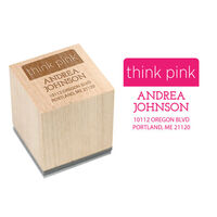 Think Pink Wood Block Rubber Stamp