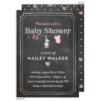Pink Bunny Chalkboard Shower Invitations
