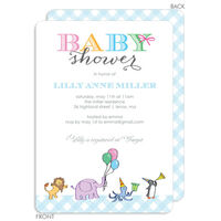 Blue Animals Parade Baby Shower Invitations
