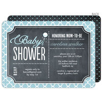 Blue Baby Rattle Chalkboard Shower Invitations
