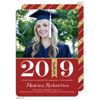 Red and Gold Graduation Photo Announcements