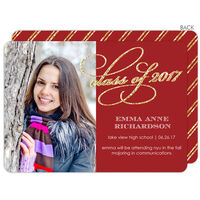 Red and Gold Script Graduation Photo Announcements