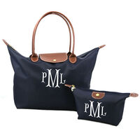 Navy Tote and Cosmetic Bag Set