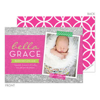 Pink Baby Sparkles Photo Birth Announcements