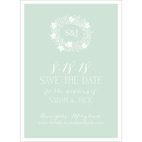 Mint Vintage Wreath Save the Date Cards