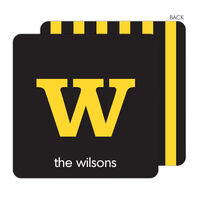 Black and Yellow Personalized Coaster Set