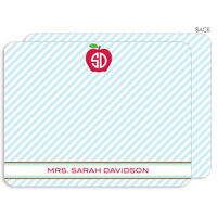 Blue Monogrammed Apple Flat Note Cards