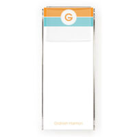 Orange and Teal Stripe Tall Notes with Acrylic Holder