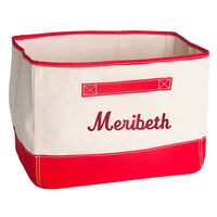 Personalized Red Trimmed Storage Bin