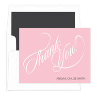 Pink Calligraphy Thank You Note Cards