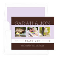 Brown Classic Photo Thank You Note Cards