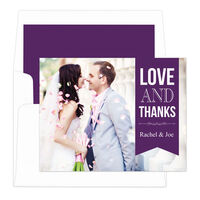 Purple Love and Thanks Note Cards