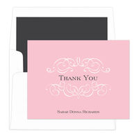 Light Pink Ornate Scroll Thank You Note Cards