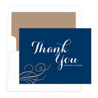 Navy Flourish Thank You Note Cards