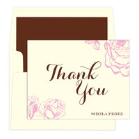 White Vintage Roses Thank You Note Cards