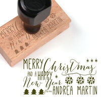 Rustic Holiday Wood Handle Rubber Stamp