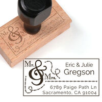 Mr. and Mrs. Wood Handle Rubber Stamp