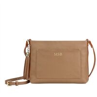 Personalized Sand Leather Crossbody Bag