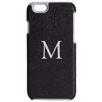Black Leather iPhone 6/6s Hard Case with Single Initial