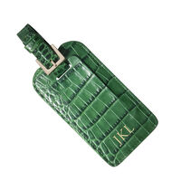 Personalized Green Crocodile Embossed Leather Luggage Tags