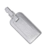 Personalized Silver Leather Luggage Tags