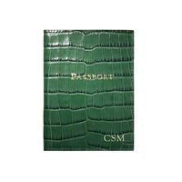 Personalized Green Embossed Crocodile Leather Passport Covers