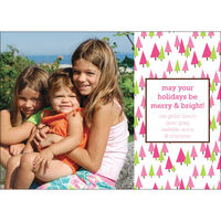 Pink Holiday Trees Flat Photo Cards