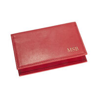 Traditional Foldover Red Leather Card Case