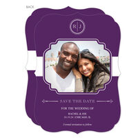Purple Initial Connection Photo Save the Date Cards