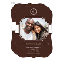 Brown Initial Connection Photo Save the Date Cards