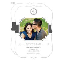 White and Grey Initial Connection Photo Save the Date Cards