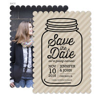 Tan Mason Jar Photo Save the Date Cards